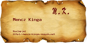 Mencz Kinga névjegykártya